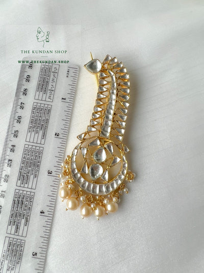 Clear & Pearl Kundan Kalgi Kalgi THE KUNDAN SHOP 