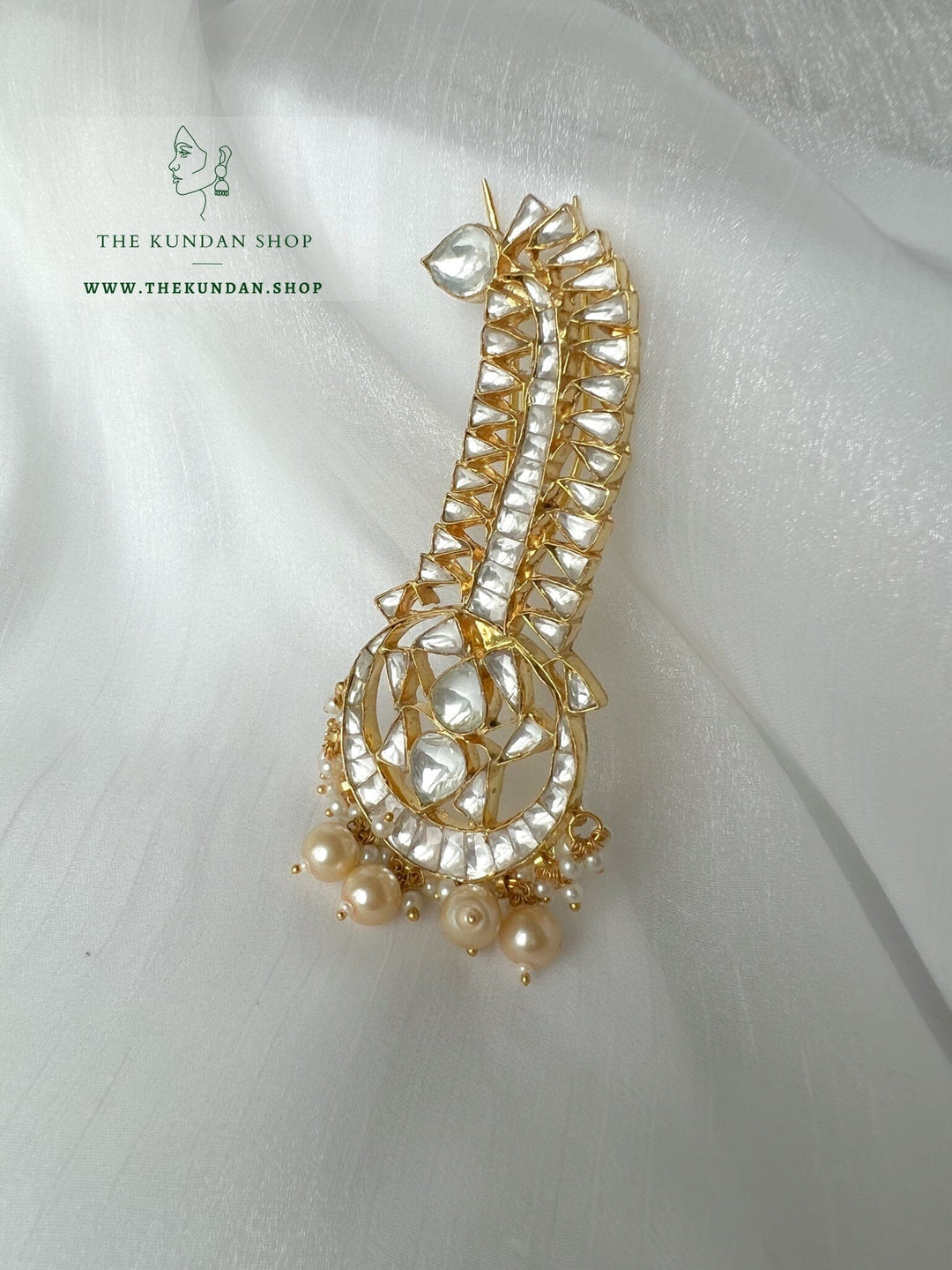 Clear & Pearl Kundan Kalgi Kalgi THE KUNDAN SHOP 