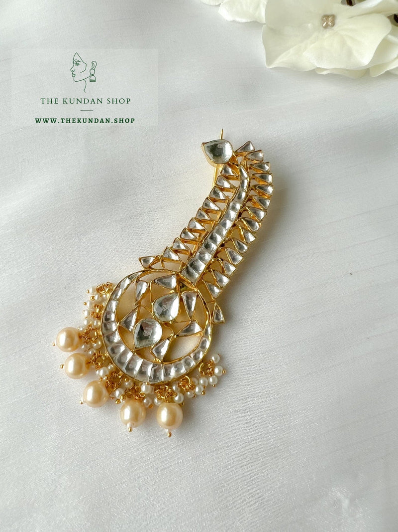 Clear & Pearl Kundan Kalgi Kalgi THE KUNDAN SHOP 