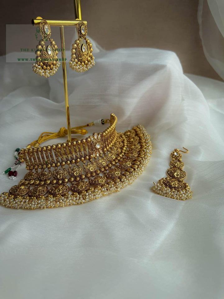 Pearl Cluster in Antique Necklace Sets THE KUNDAN SHOP 