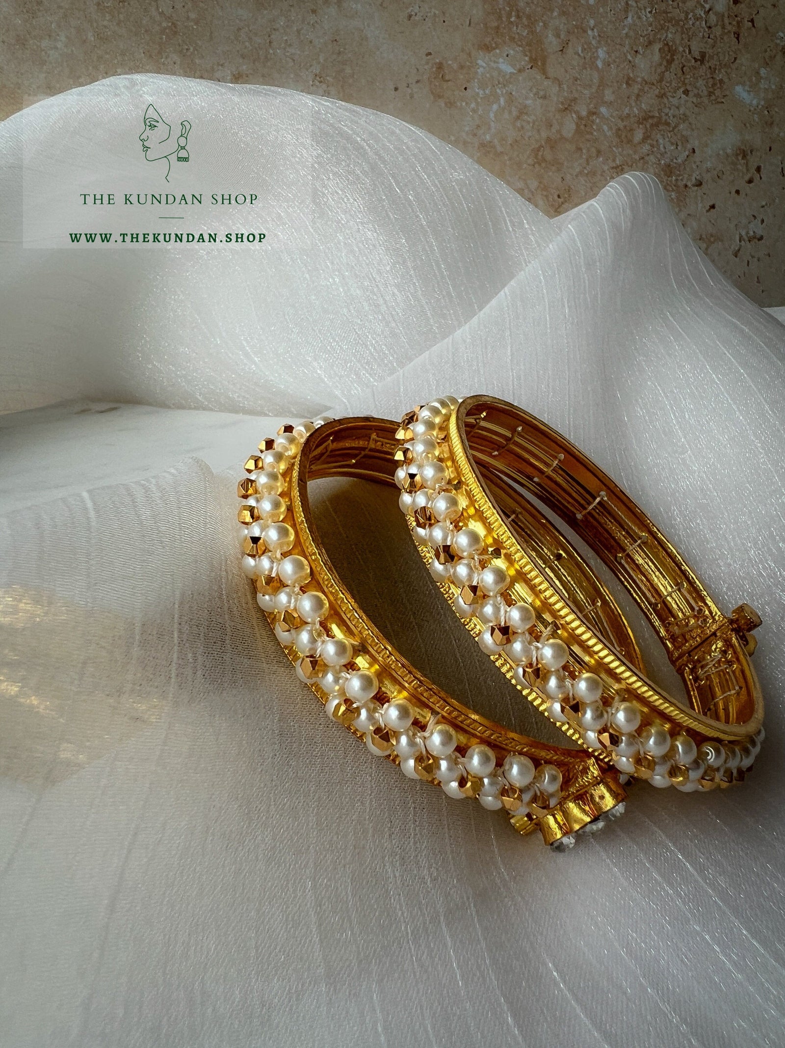 Golden Cluster in Pearls Bangles THE KUNDAN SHOP 