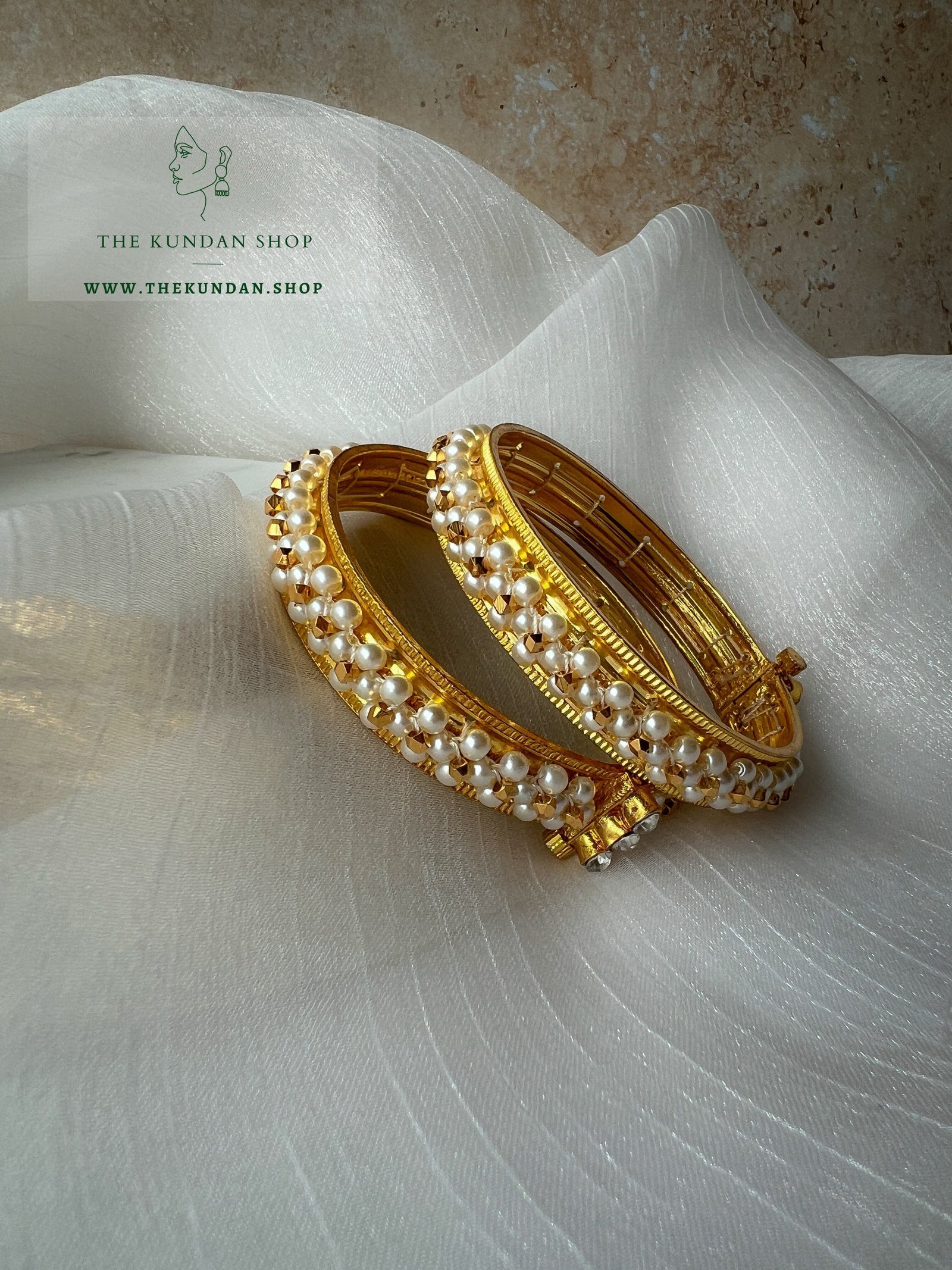 Golden Cluster in Pearls Bangles THE KUNDAN SHOP 
