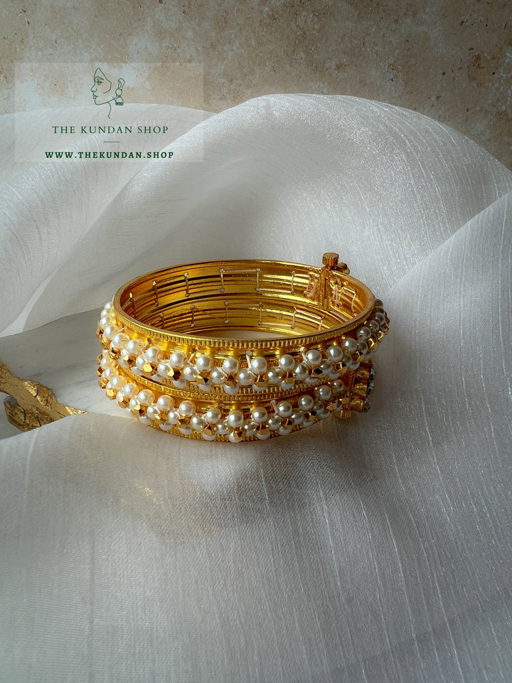 Golden Cluster in Pearls Bangles THE KUNDAN SHOP 