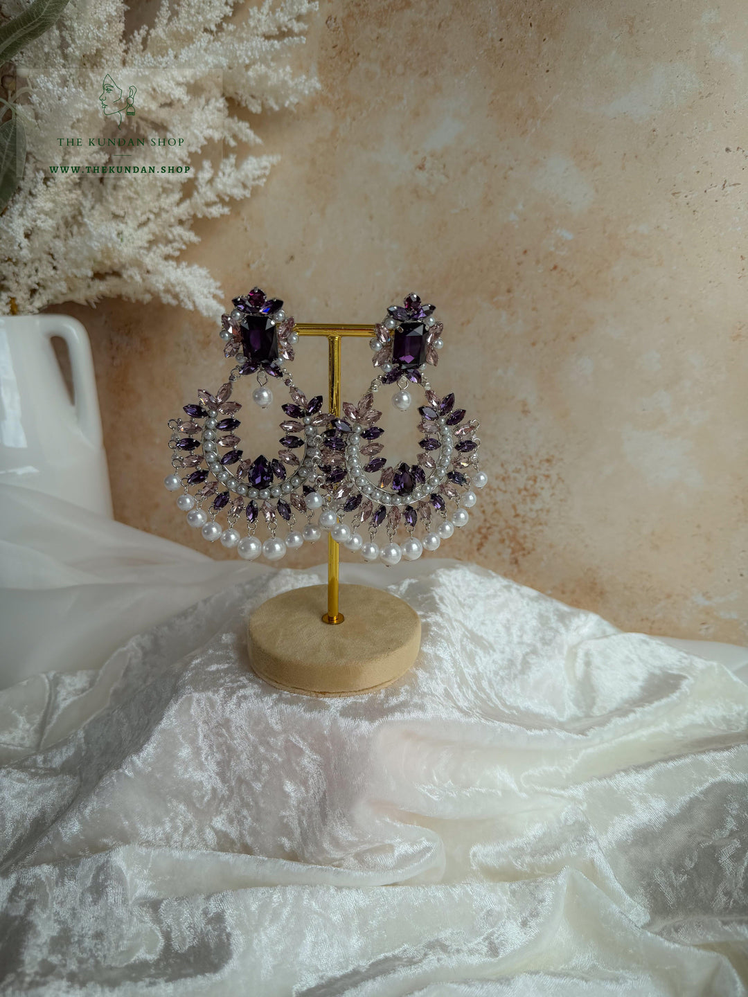 Star Studded Pearls Earrings THE KUNDAN SHOP Purple 