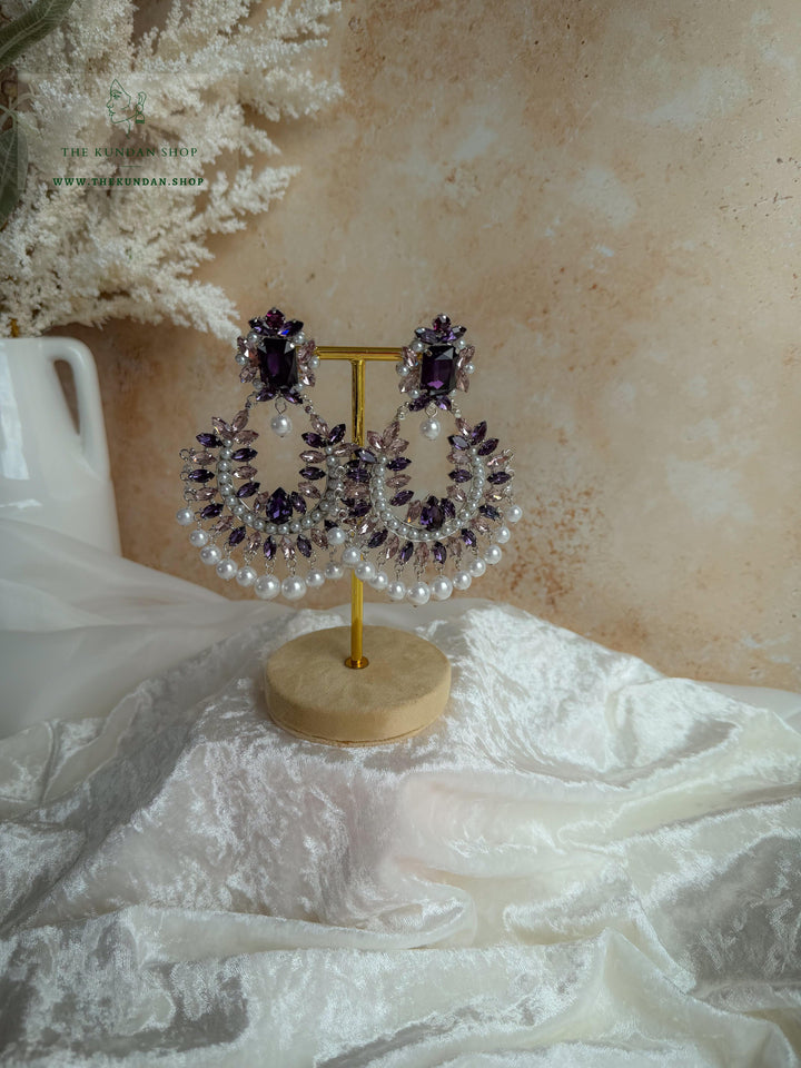Star Studded Pearls Earrings THE KUNDAN SHOP Purple 