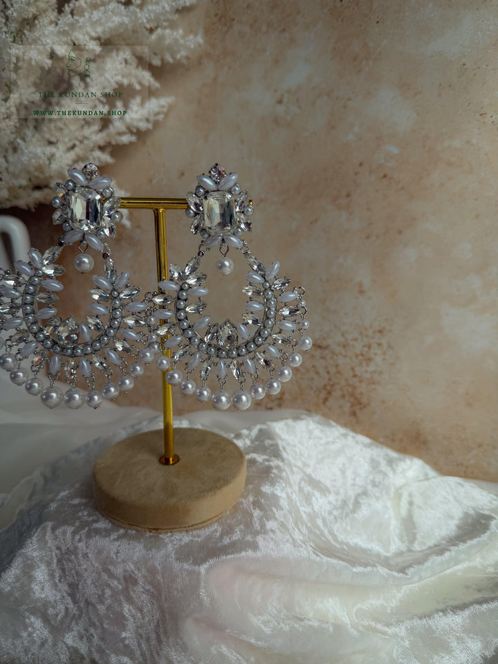 Star Studded Pearls Earrings THE KUNDAN SHOP Silver 