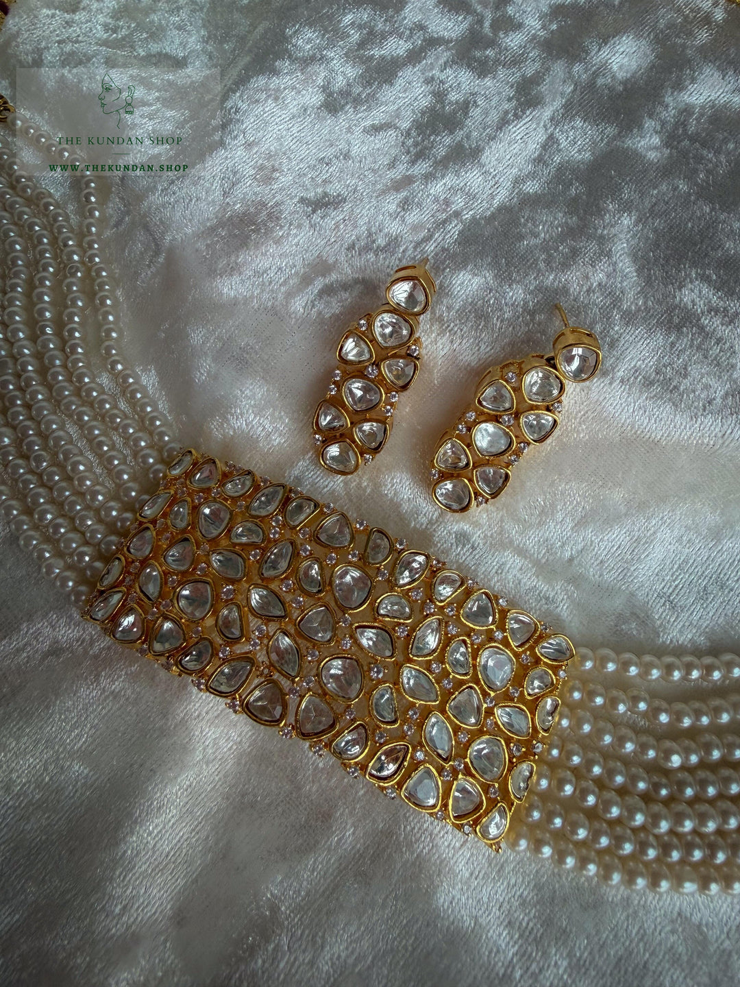 Preserved in Golden &amp; Pearl Necklace Sets THE KUNDAN SHOP 