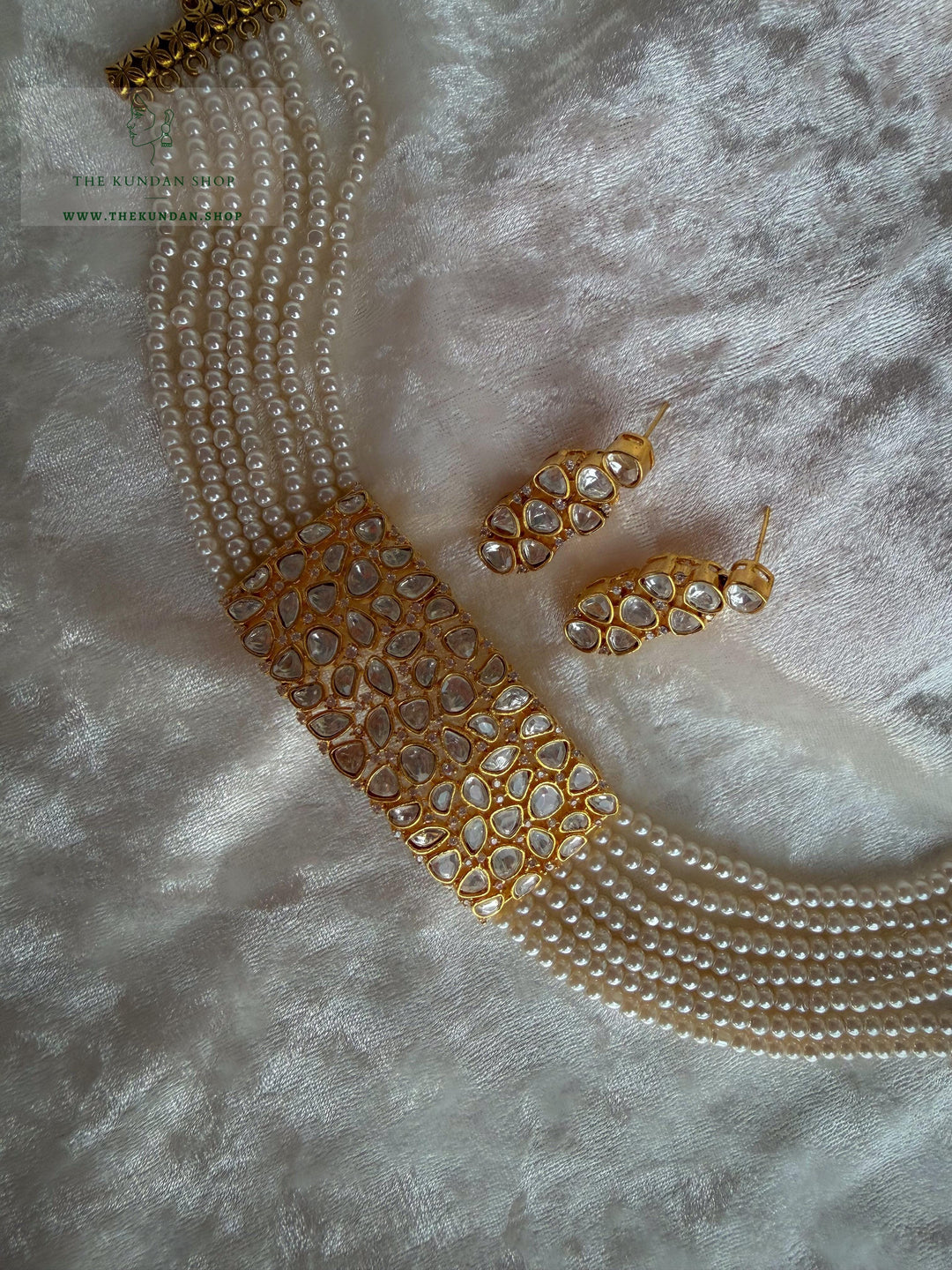 Preserved in Golden &amp; Pearl Necklace Sets THE KUNDAN SHOP 