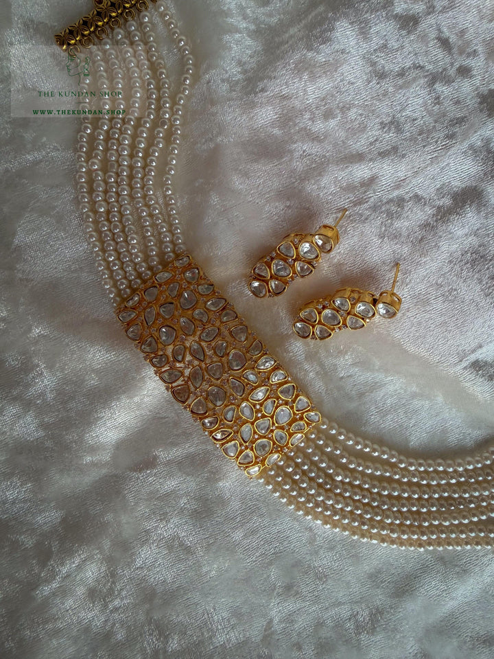 Preserved in Golden &amp; Pearl Necklace Sets THE KUNDAN SHOP 