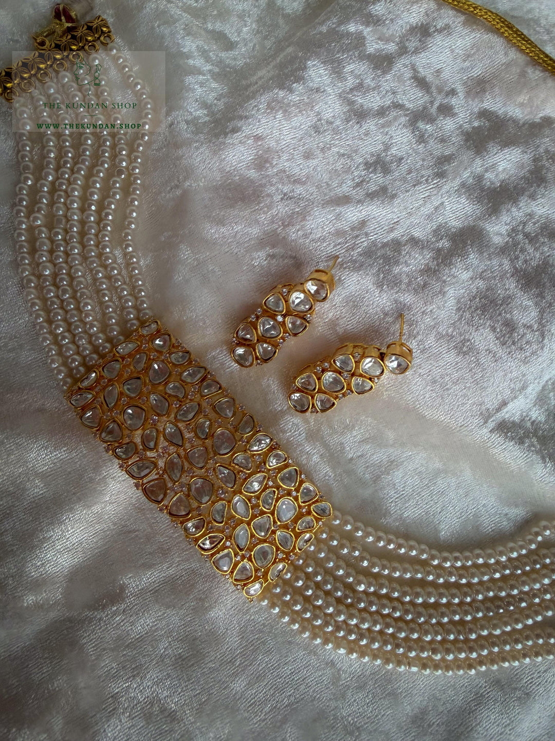 Preserved in Golden &amp; Pearl Necklace Sets THE KUNDAN SHOP 