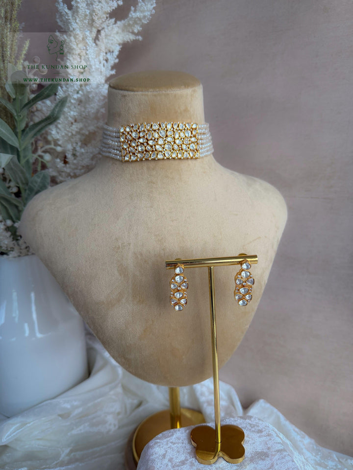 Preserved in Golden &amp; Pearl Necklace Sets THE KUNDAN SHOP 