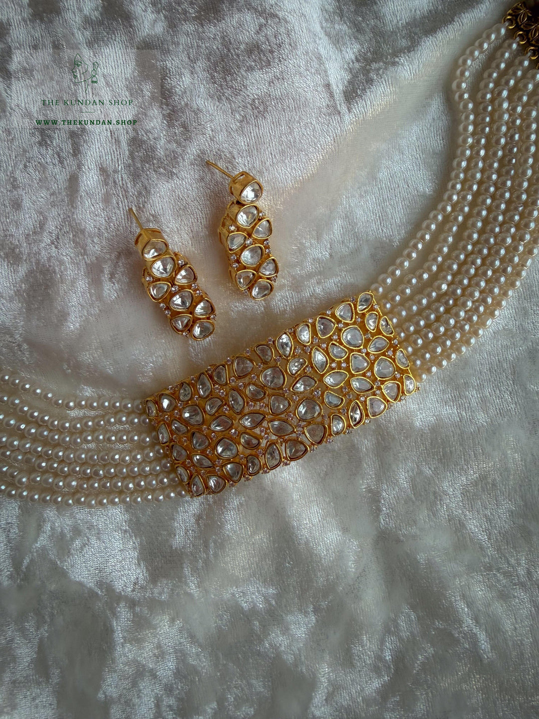 Preserved in Golden &amp; Pearl Necklace Sets THE KUNDAN SHOP 