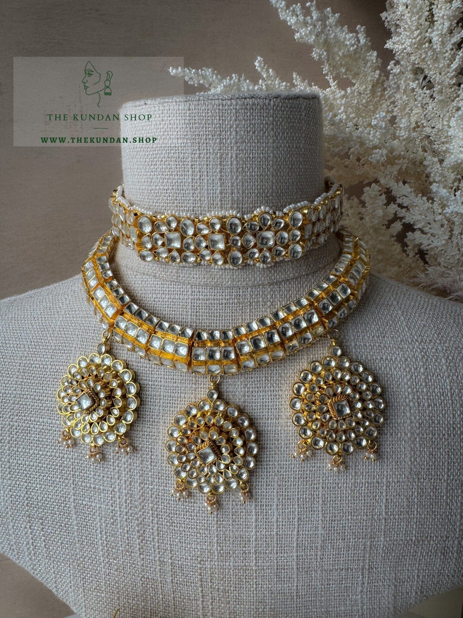 Laced in Pearl & Kundan Full Bridal Set THE KUNDAN SHOP 