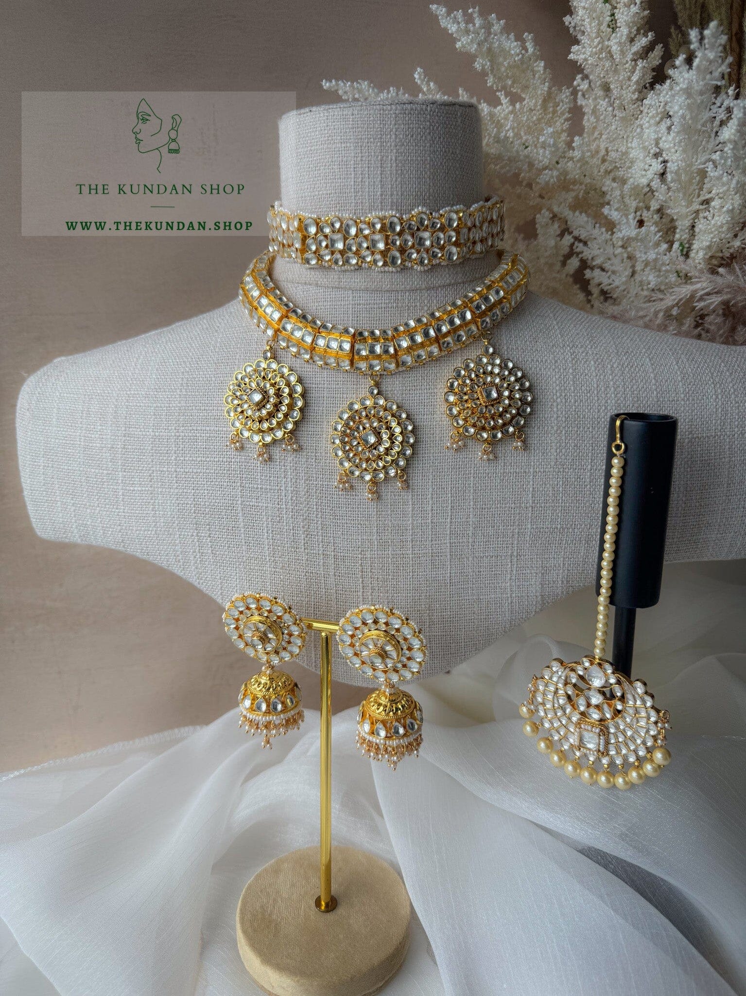 Laced in Pearl & Kundan Full Bridal Set THE KUNDAN SHOP 