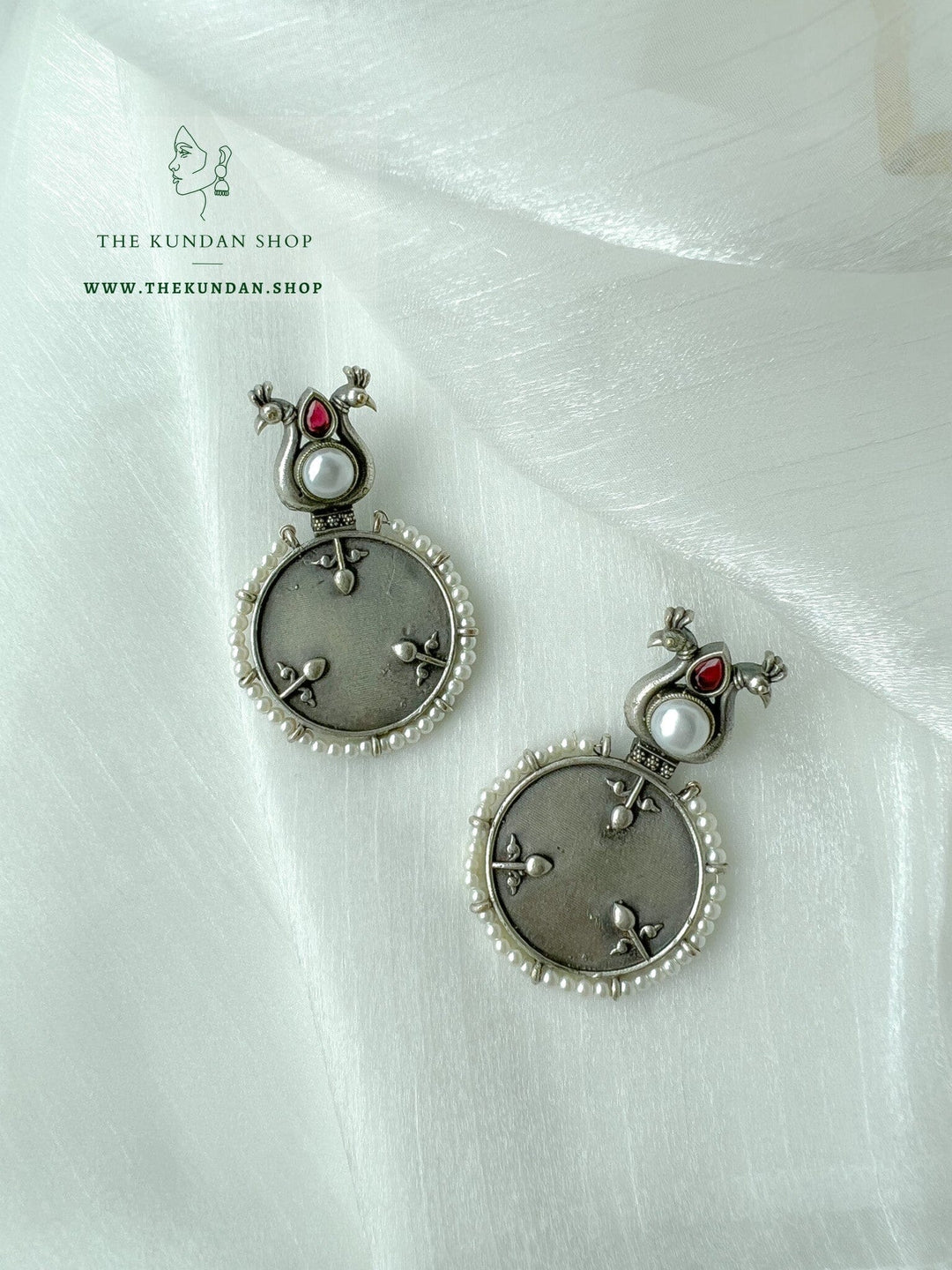 Round Peacocks in Oxidized Earrings THE KUNDAN SHOP 