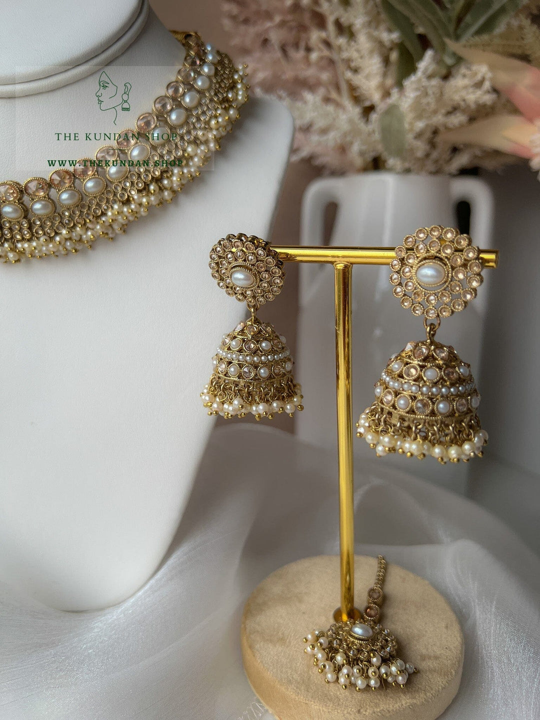 Caring Polki in Pearl Necklace Sets THE KUNDAN SHOP 