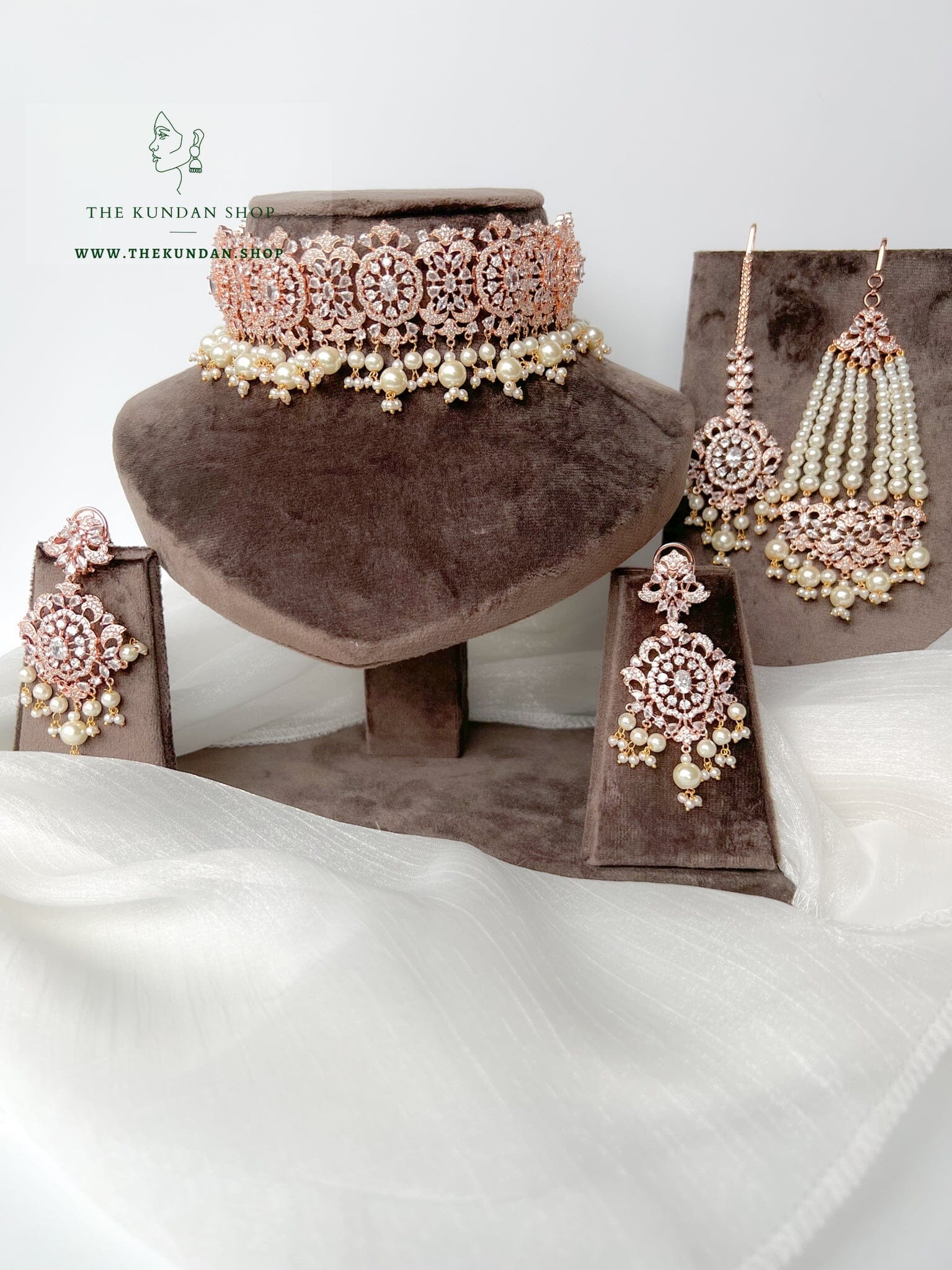 Beauties in Rose Gold Necklace Sets THE KUNDAN SHOP 