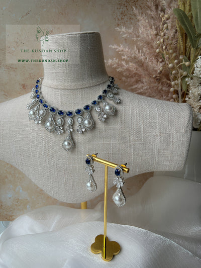 Meditative in Sapphire Necklace Sets THE KUNDAN SHOP 