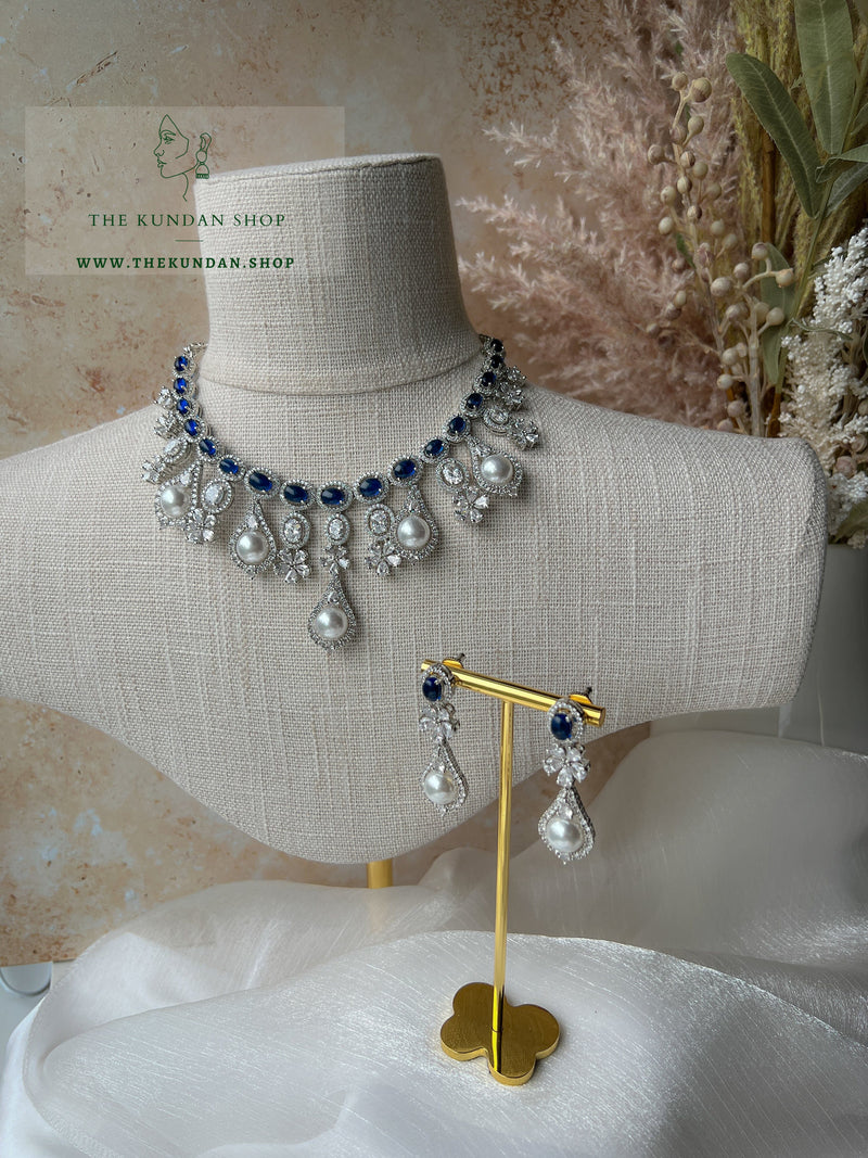 Meditative in Sapphire Necklace Sets THE KUNDAN SHOP 