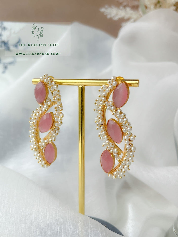 Wrapped in Pearl Cluster Earrings THE KUNDAN SHOP Pink 