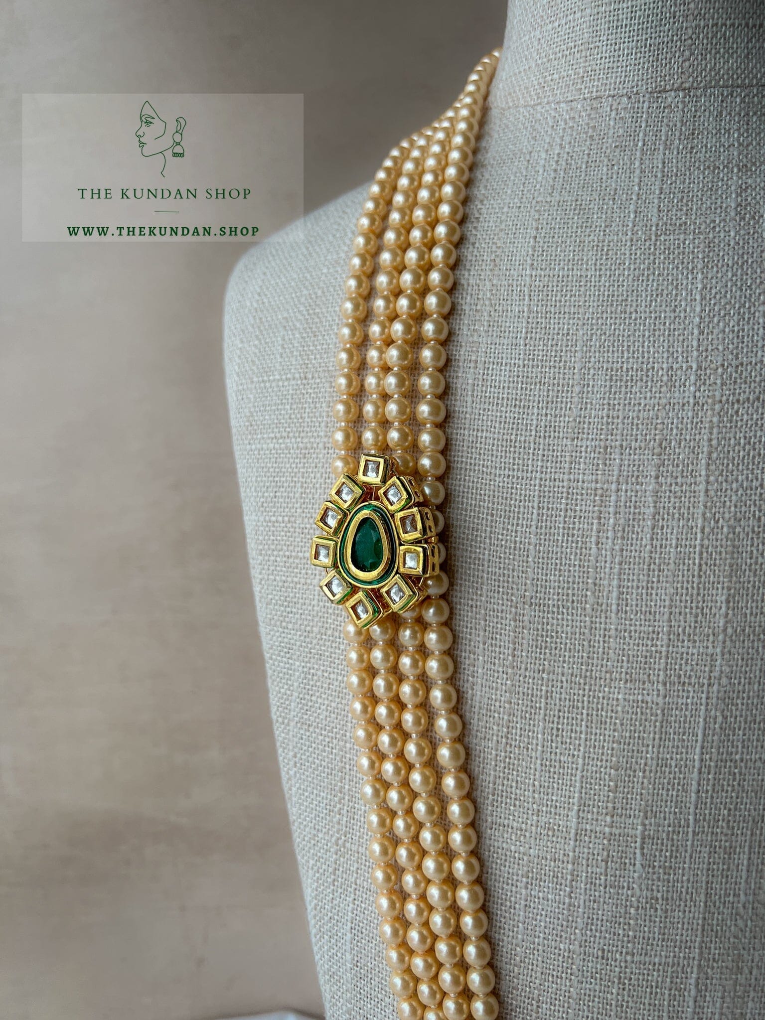 Peach Champagne and Pendant Mala Grooms Mala THE KUNDAN SHOP 