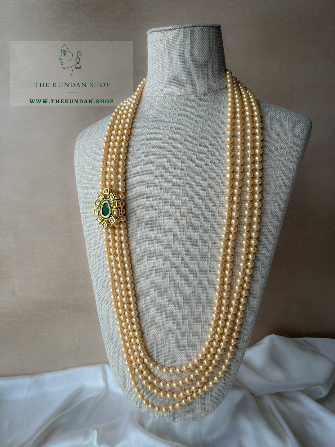 Peach Champagne and Pendant Mala Grooms Mala THE KUNDAN SHOP 