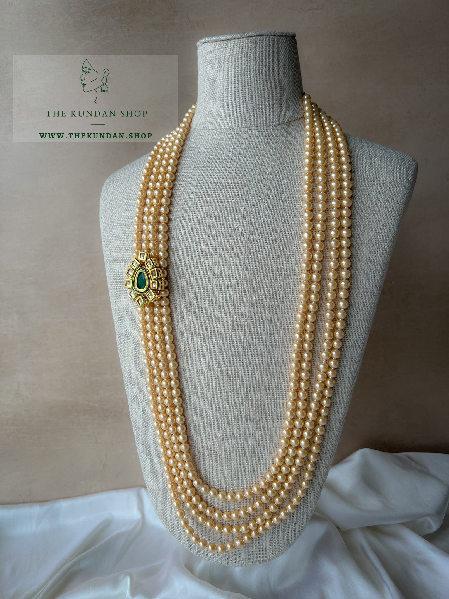 Peach Champagne and Pendant Mala Grooms Mala THE KUNDAN SHOP 
