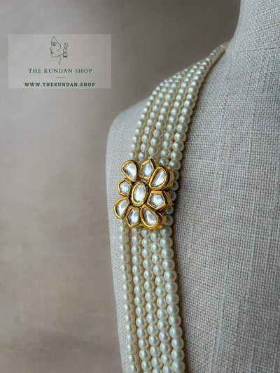 Kundan Pendant & White Mala Grooms Mala THE KUNDAN SHOP 