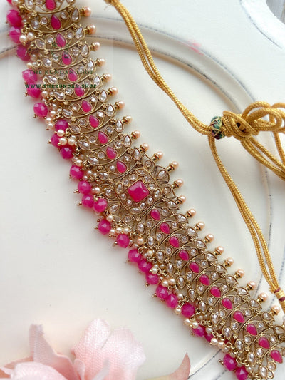 Vivid in Dark Pink Necklace Sets THE KUNDAN SHOP 