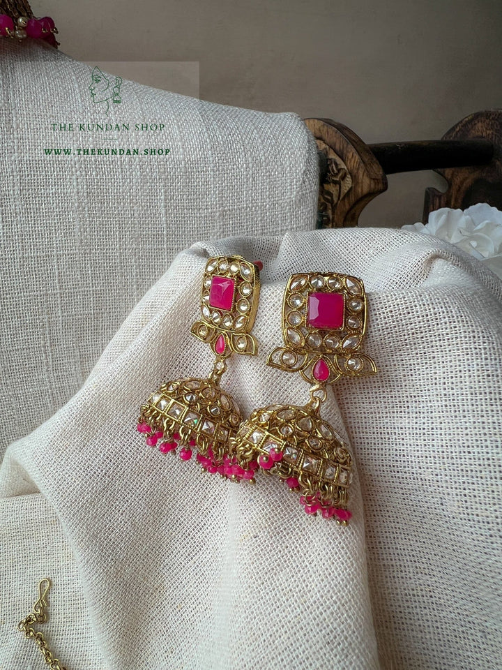 Vivid in Dark Pink Necklace Sets THE KUNDAN SHOP 