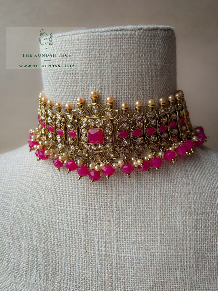 Vivid in Dark Pink Necklace Sets THE KUNDAN SHOP 