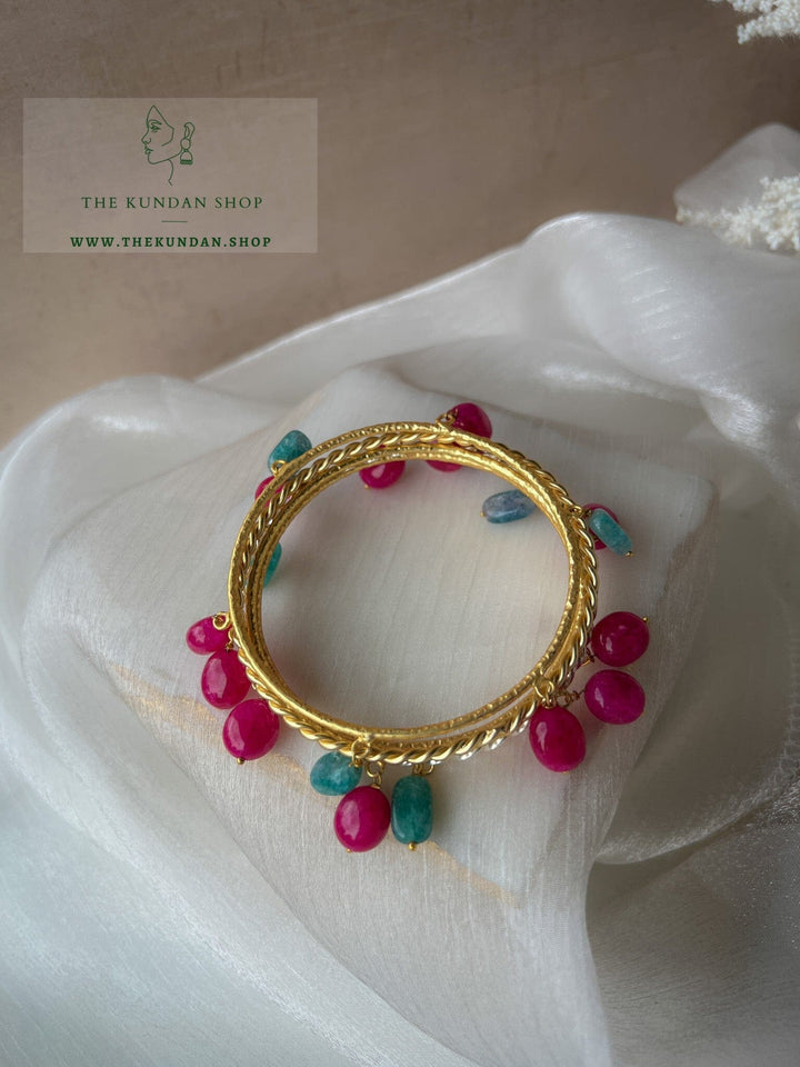 Green &amp; Pink // Bangle Stack Bangles THE KUNDAN SHOP 