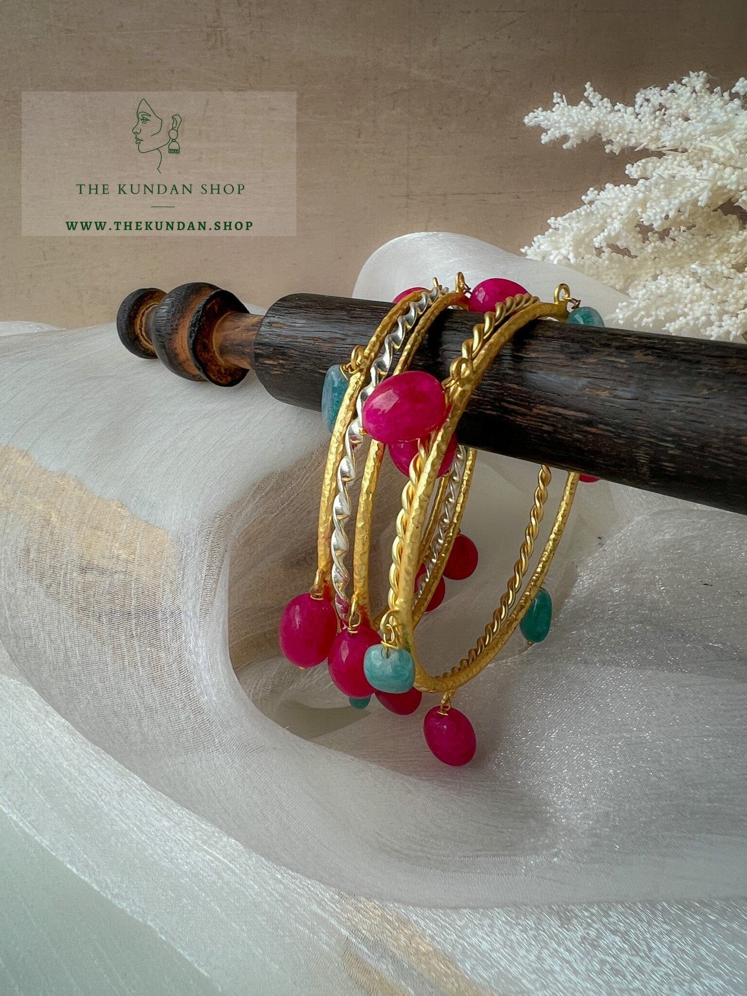 Green & Pink // Bangle Stack Bangles THE KUNDAN SHOP 
