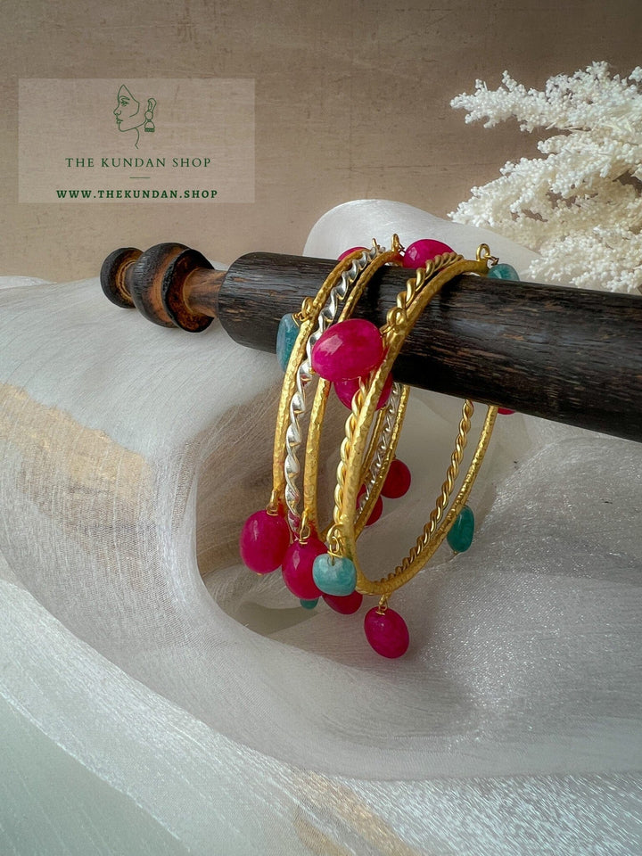 Green &amp; Pink // Bangle Stack Bangles THE KUNDAN SHOP 