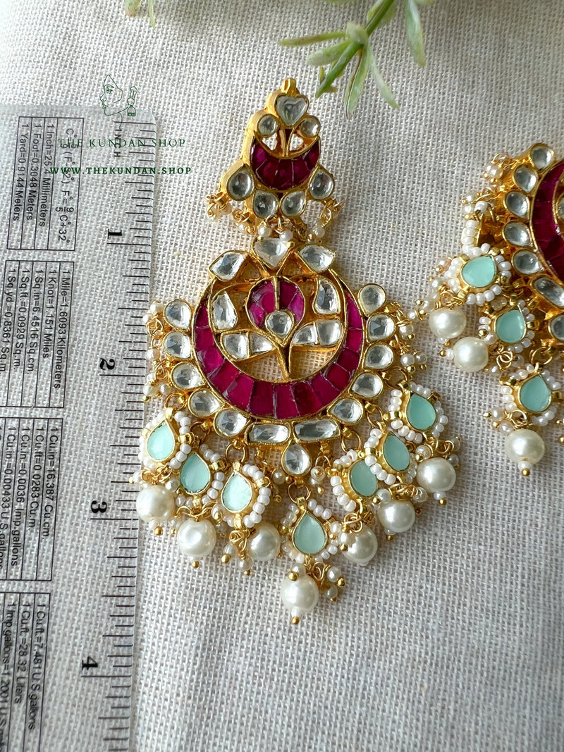 Meaning Pink & Mint Earrings THE KUNDAN SHOP 