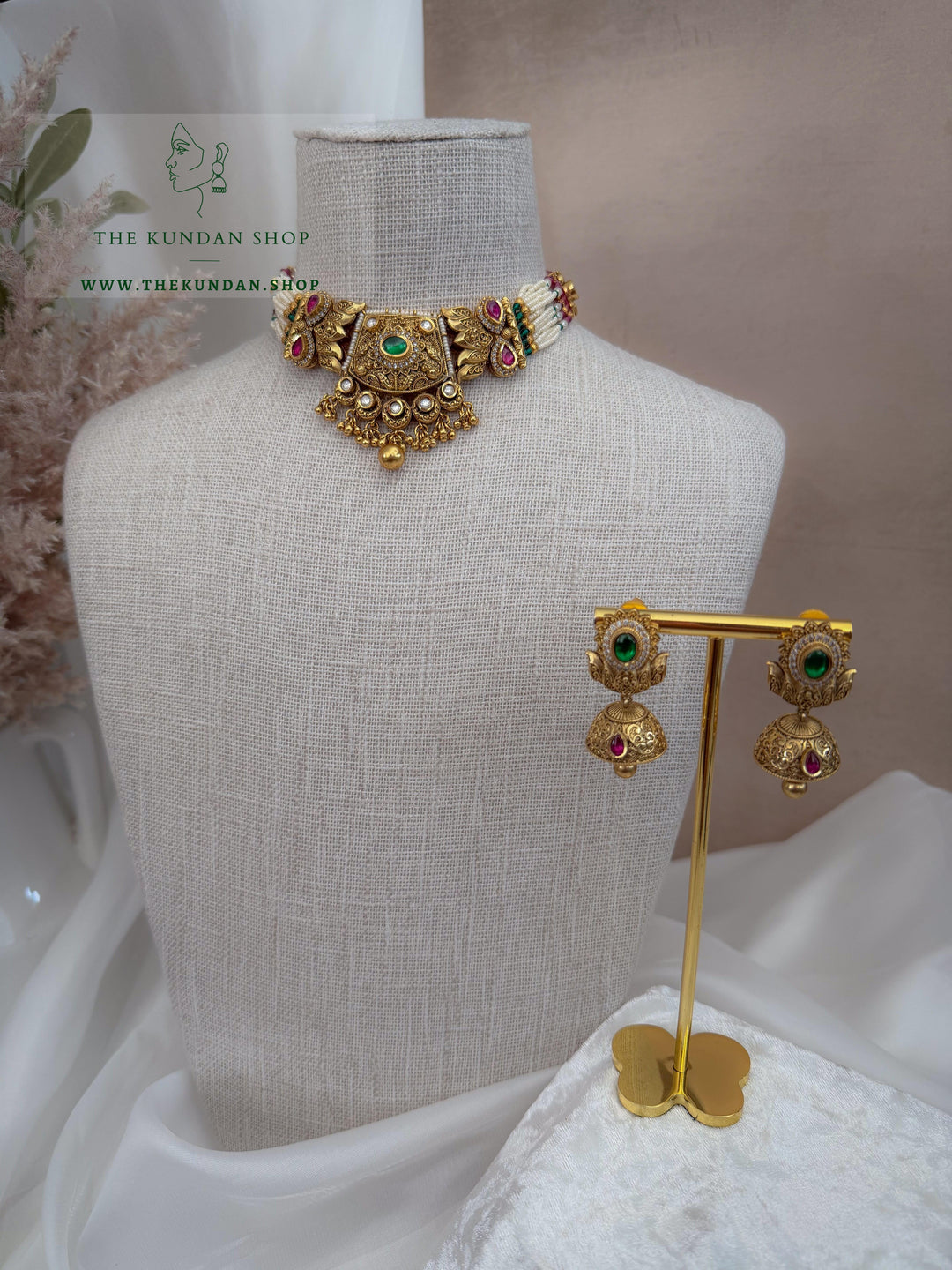 Unspoken // Pink &amp; Green Necklace Sets THE KUNDAN SHOP 