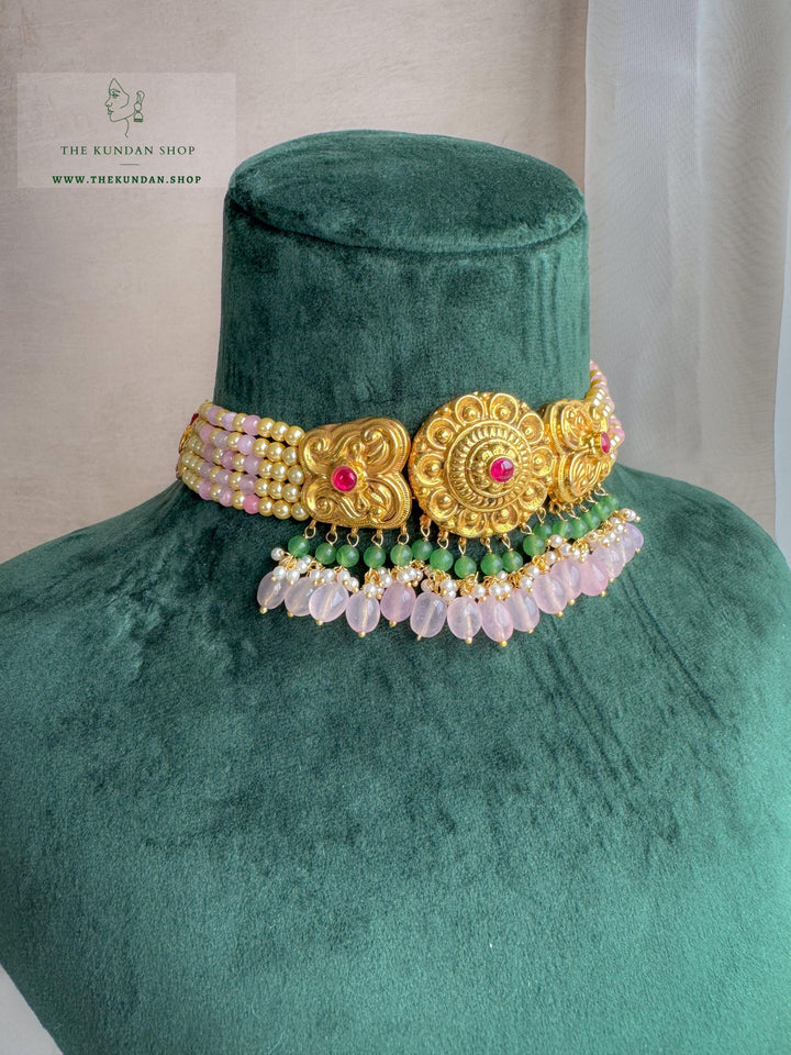 Emerald Blush in Antique Necklace Sets THE KUNDAN SHOP 
