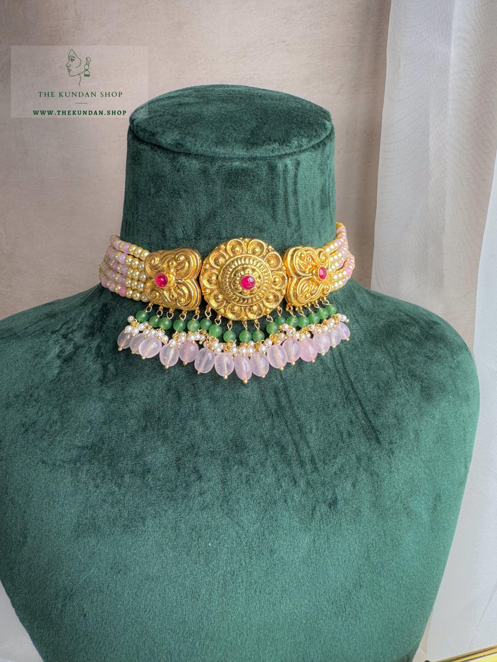 Emerald Blush in Antique Necklace Sets THE KUNDAN SHOP 