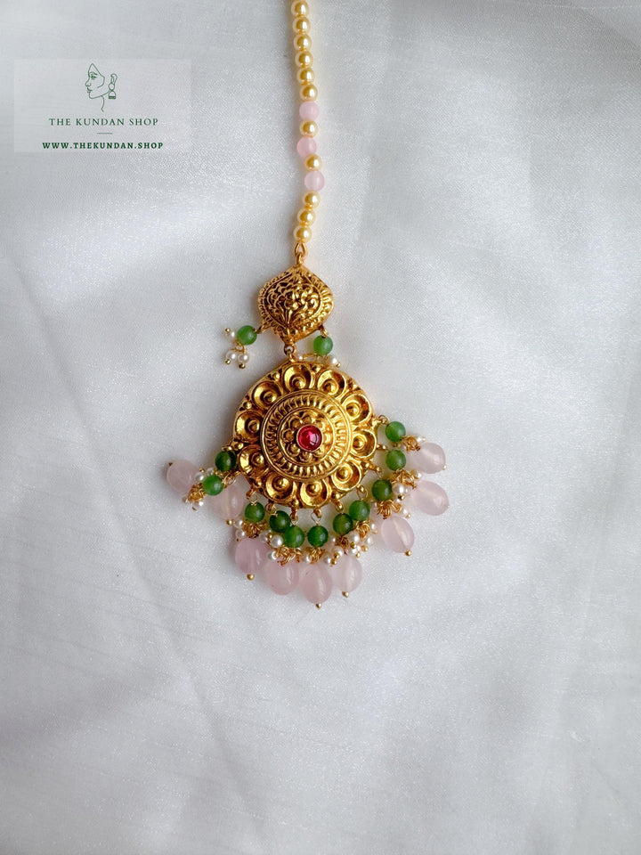 Emerald Blush in Antique Necklace Sets THE KUNDAN SHOP 