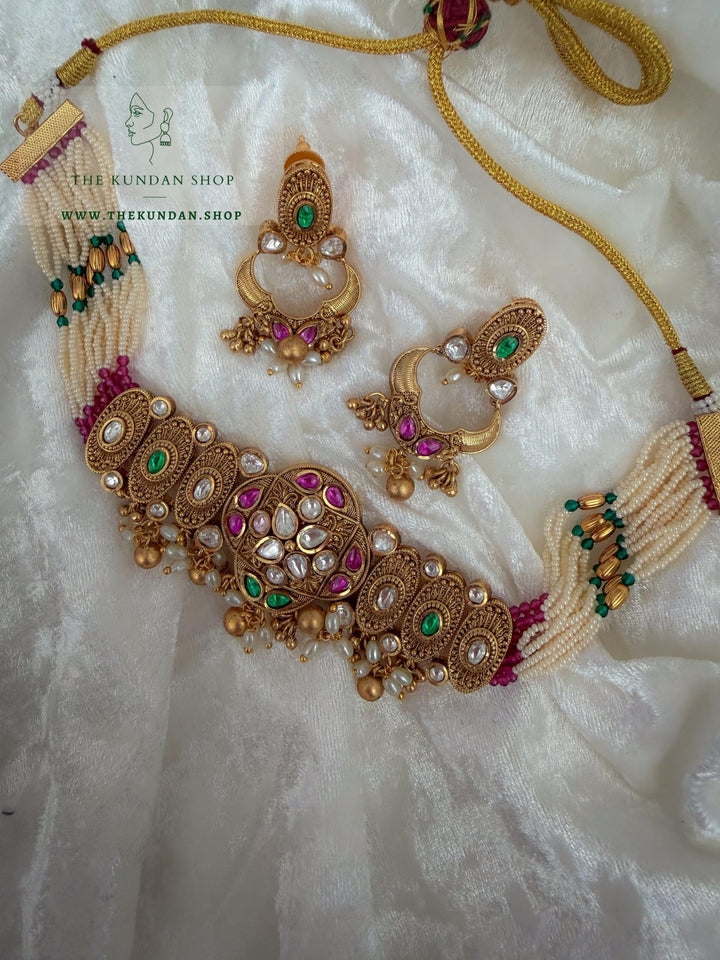No Notes // Pink &amp; Green Necklace Sets THE KUNDAN SHOP 