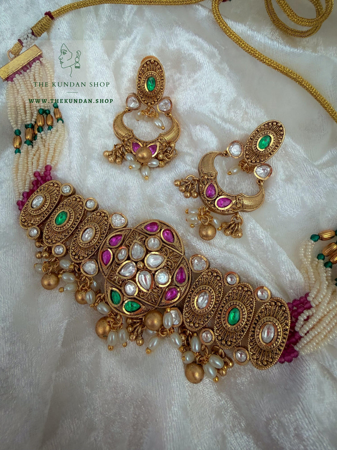 No Notes // Pink &amp; Green Necklace Sets THE KUNDAN SHOP 