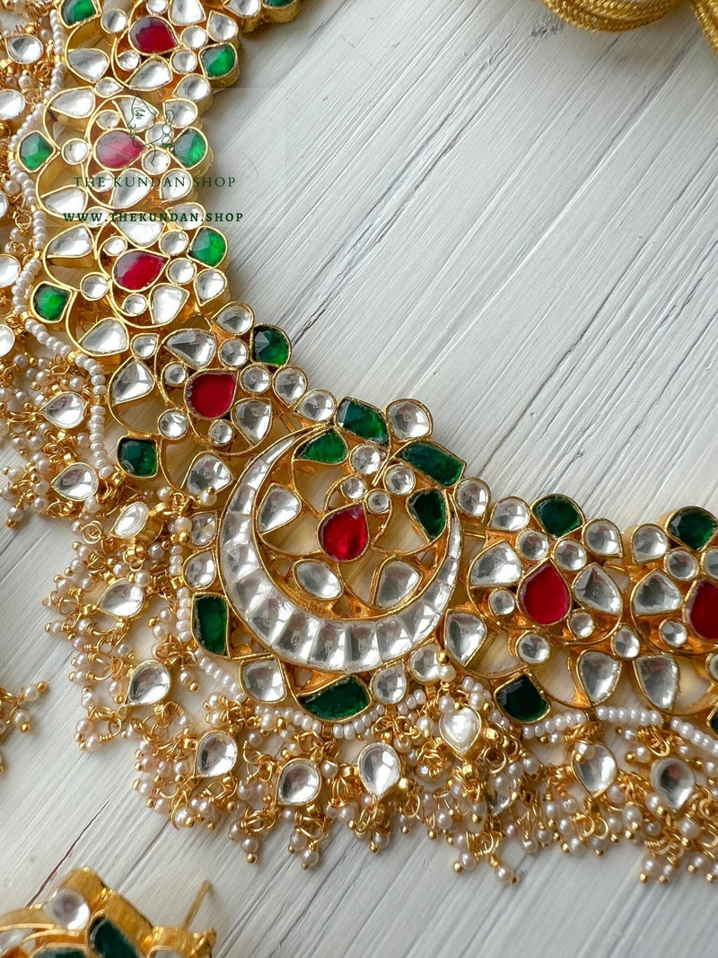 Piece of Me in Pink & Green Necklace Sets THE KUNDAN SHOP 