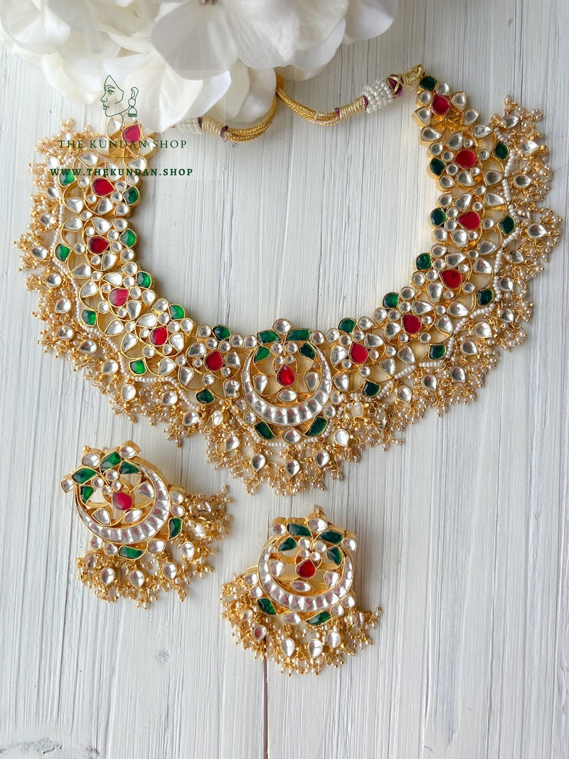 Piece of Me in Pink & Green Necklace Sets THE KUNDAN SHOP 