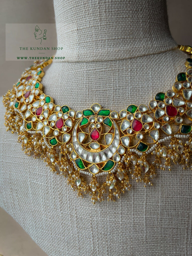 Piece of Me in Pink & Green Necklace Sets THE KUNDAN SHOP 