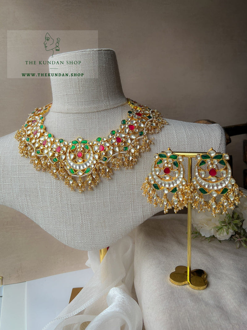 Piece of Me in Pink & Green Necklace Sets THE KUNDAN SHOP 