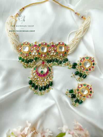 Love Story in Pink & Green Necklace Sets THE KUNDAN SHOP 
