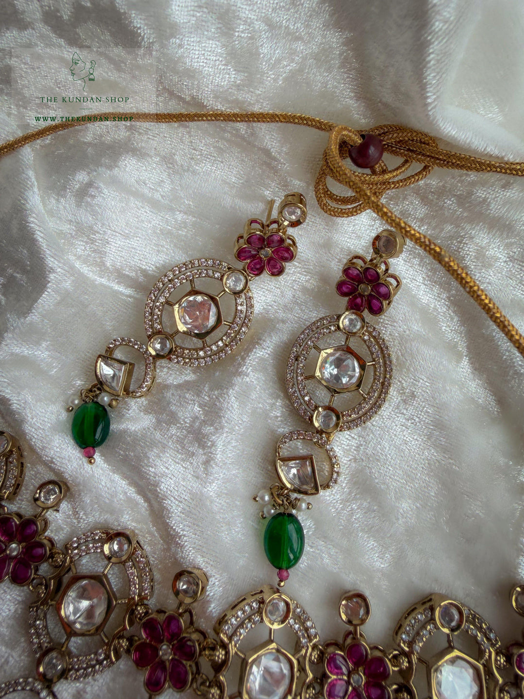 Halo Essence // Pink &amp; Green Necklace Sets THE KUNDAN SHOP 
