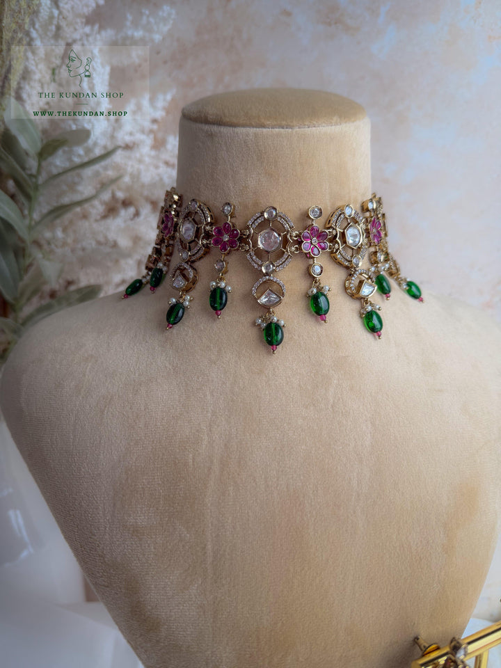 Halo Essence // Pink &amp; Green Necklace Sets THE KUNDAN SHOP 