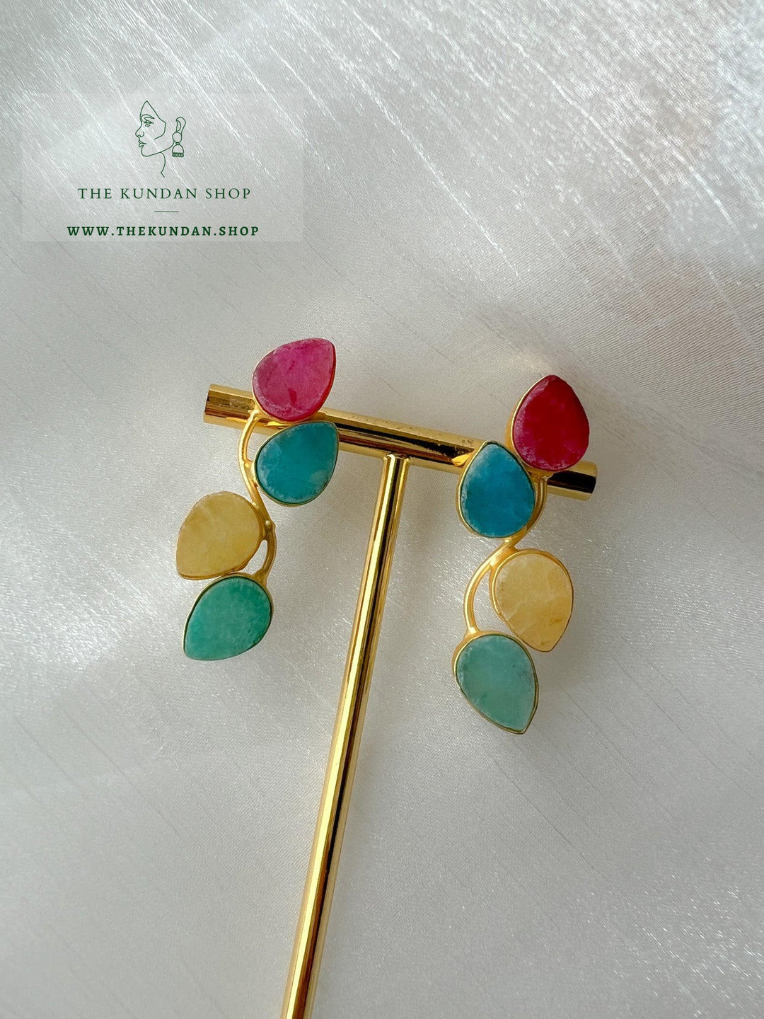 Teardrop Stones Earrings THE KUNDAN SHOP 