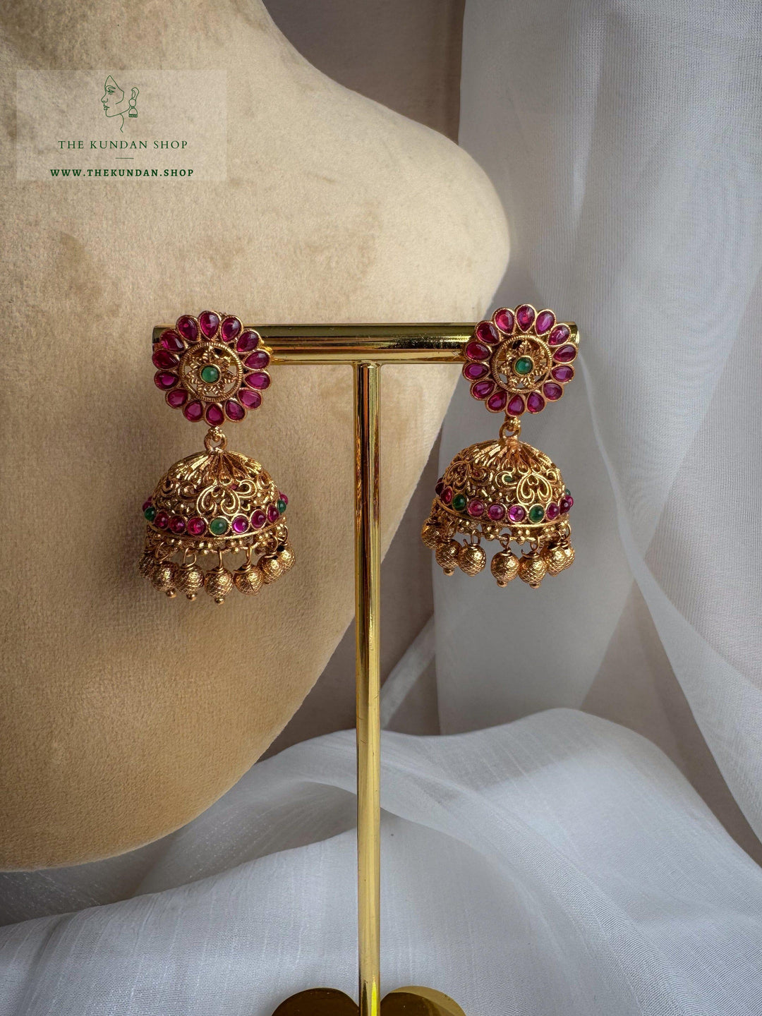 Polished Moornis in Antique // Pink Necklace Sets THE KUNDAN SHOP 